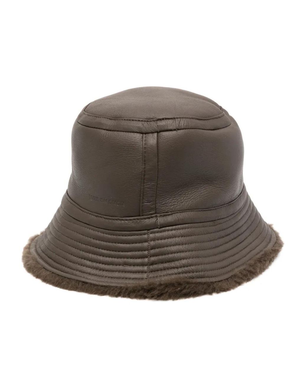 Yves Salomon Brown Leather Bucket Hat