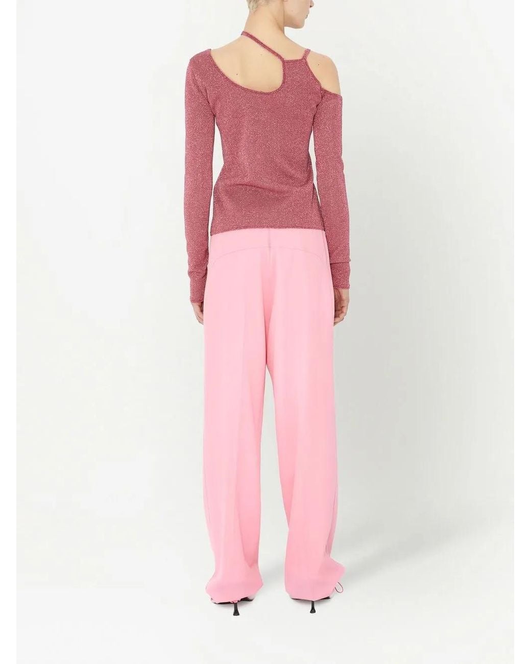 J.W. Anderson Pink Cut-Out Metallic Asymmetric Top