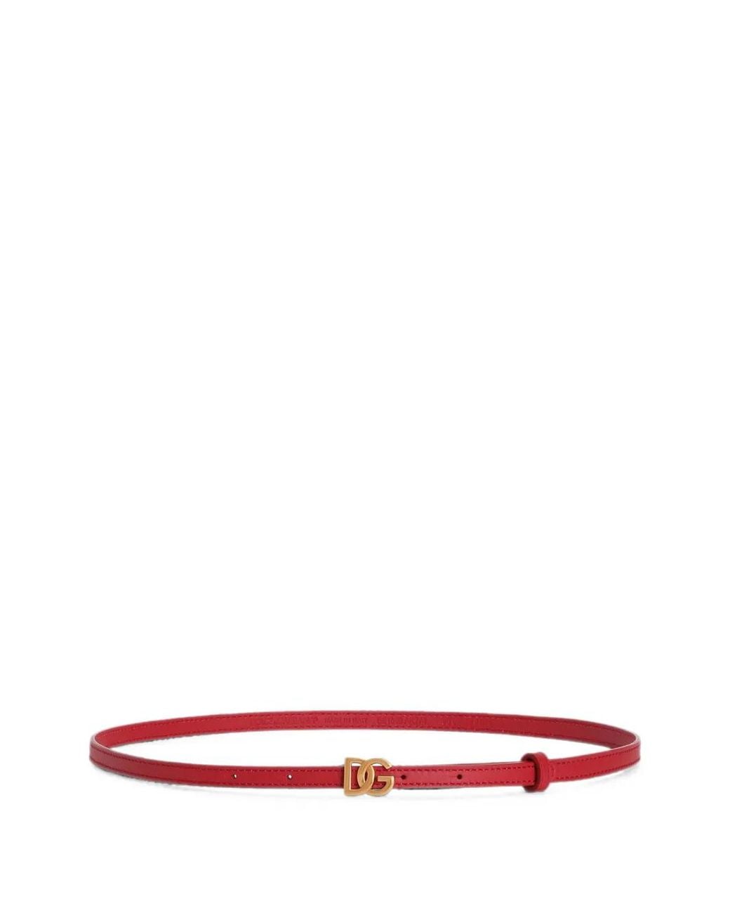 Dolce & Gabbana Red Calfskin Belt