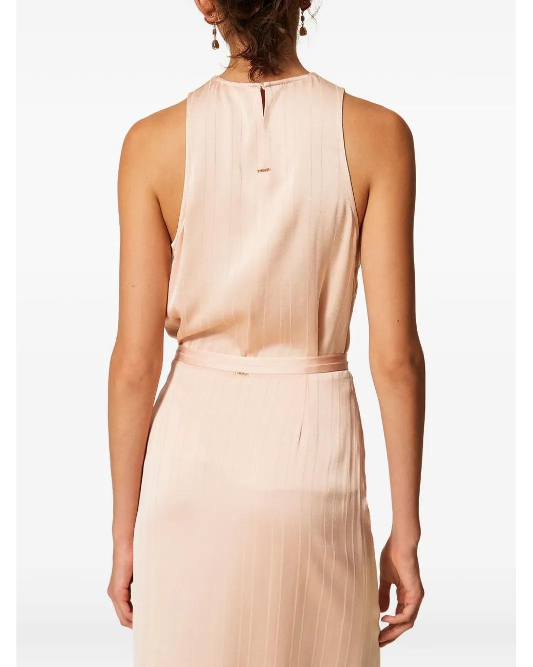 Twinset Natural Satin And Lace Top