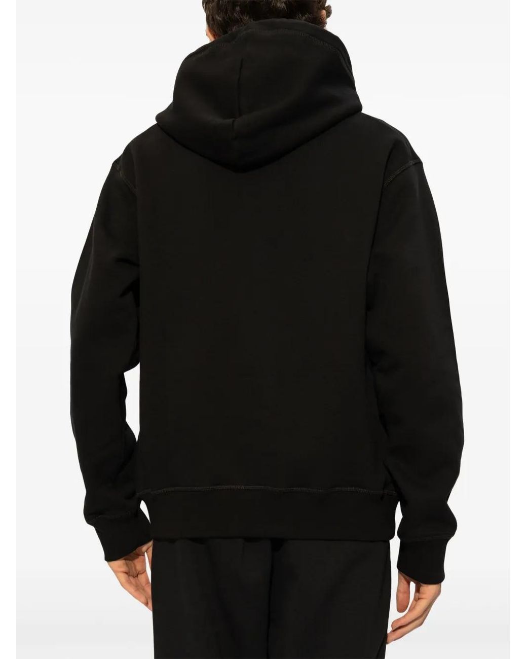 DSquared² Black Logo-Embroidered Cotton Hoodie for men