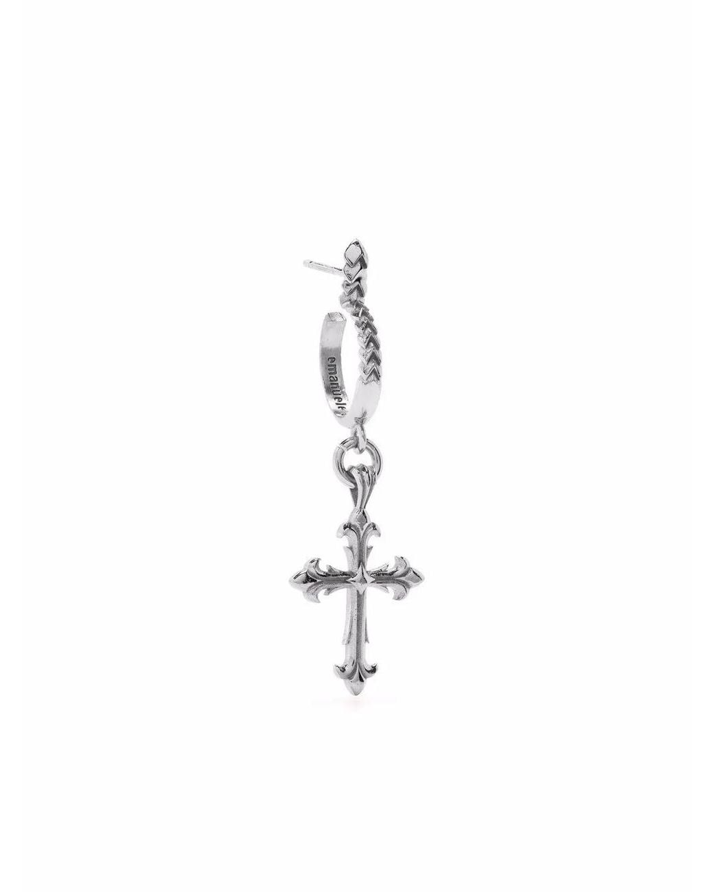 Emanuele Bicocchi White Fleury Cross Charm Single Earring