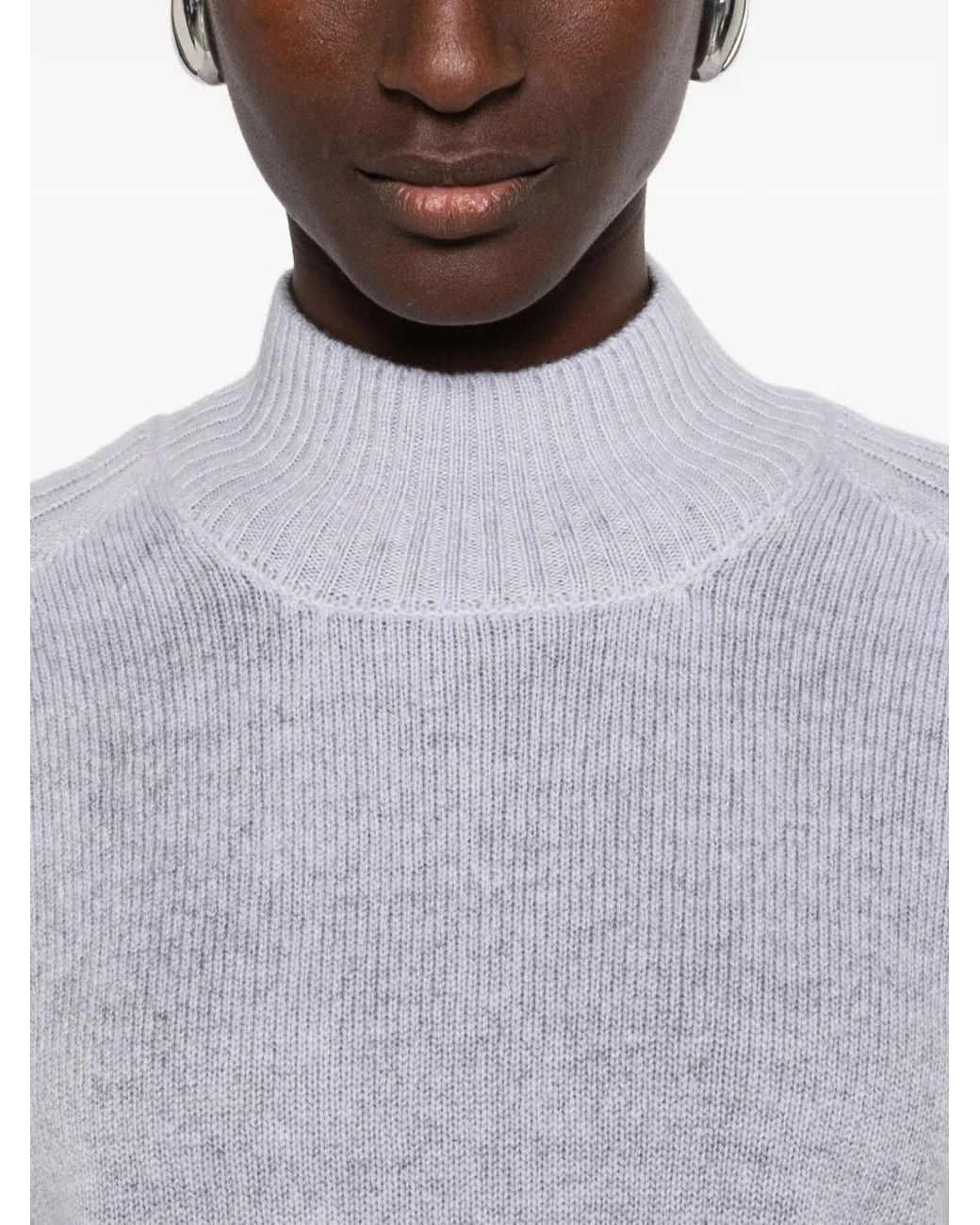 AROVESCIO Gray Distressed-Effect Ribbed-Sleeve Sweater