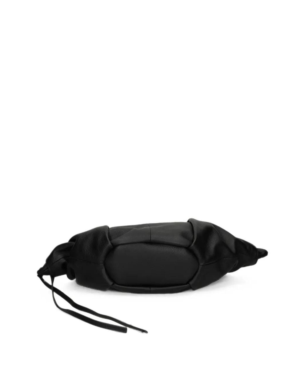 Vic Matié Black Grained Leather Draped Tote Bag