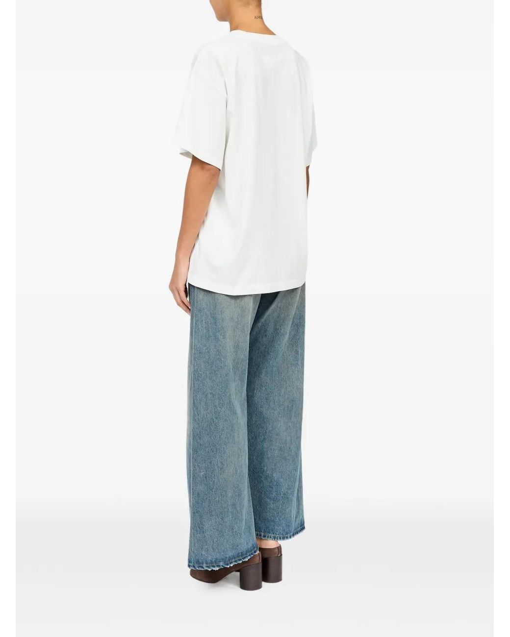 MM6 by Maison Margiela White Horse Print Cotton T-Shirt