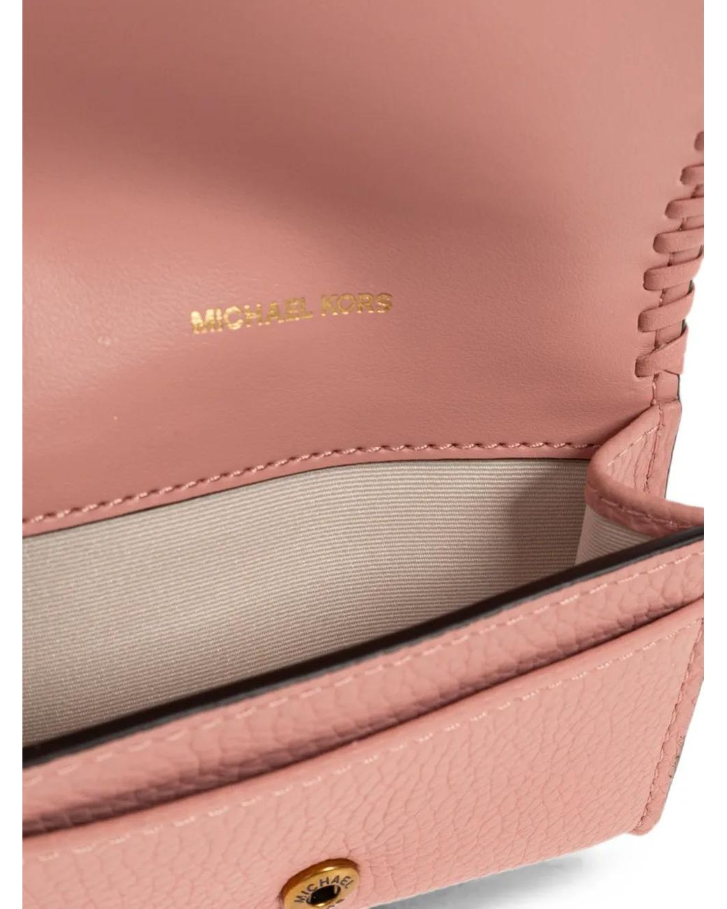 MICHAEL Michael Kors Pink Whipstitch-Trim Leather Card Holder