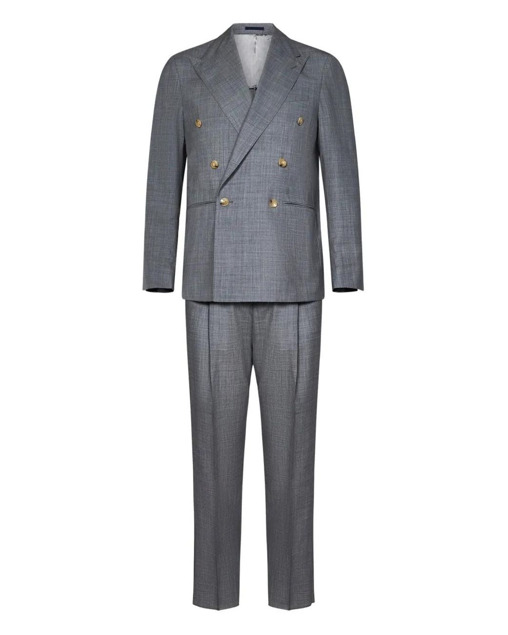 Franzese Collection Gray Double-Breasted Peak-Lapel Suit for men