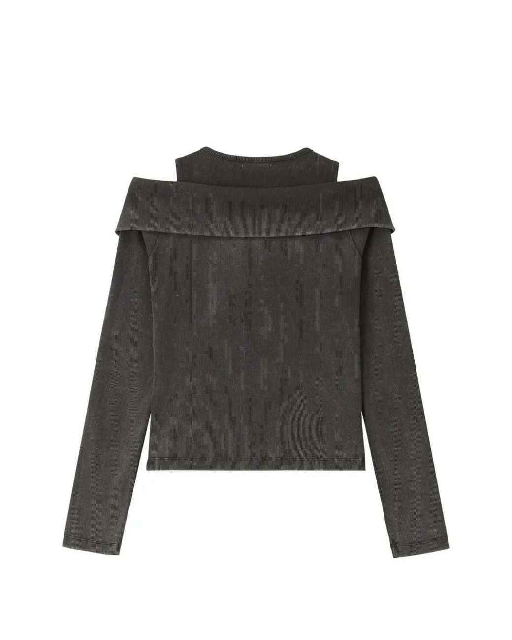 Musium Div. Black Off-Shoulder Zip-Up Layered Top
