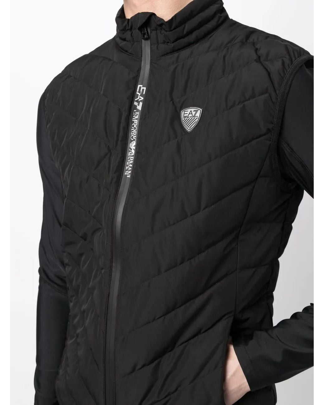 EA7 Gesteppte Weste Mit Logo-Patch in Black für Herren