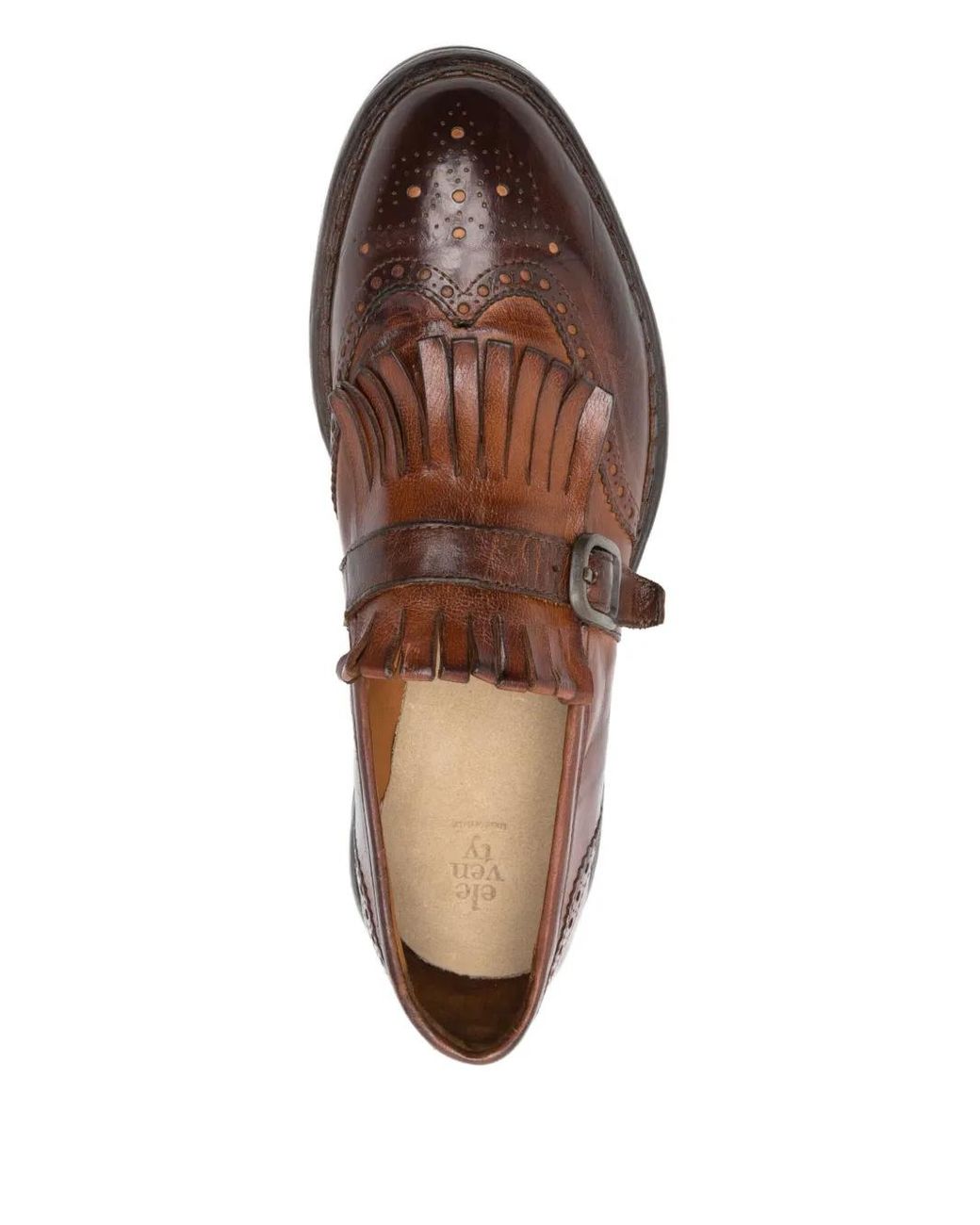 Eleventy Brown Tassel-Buckle Monk Shoes for men