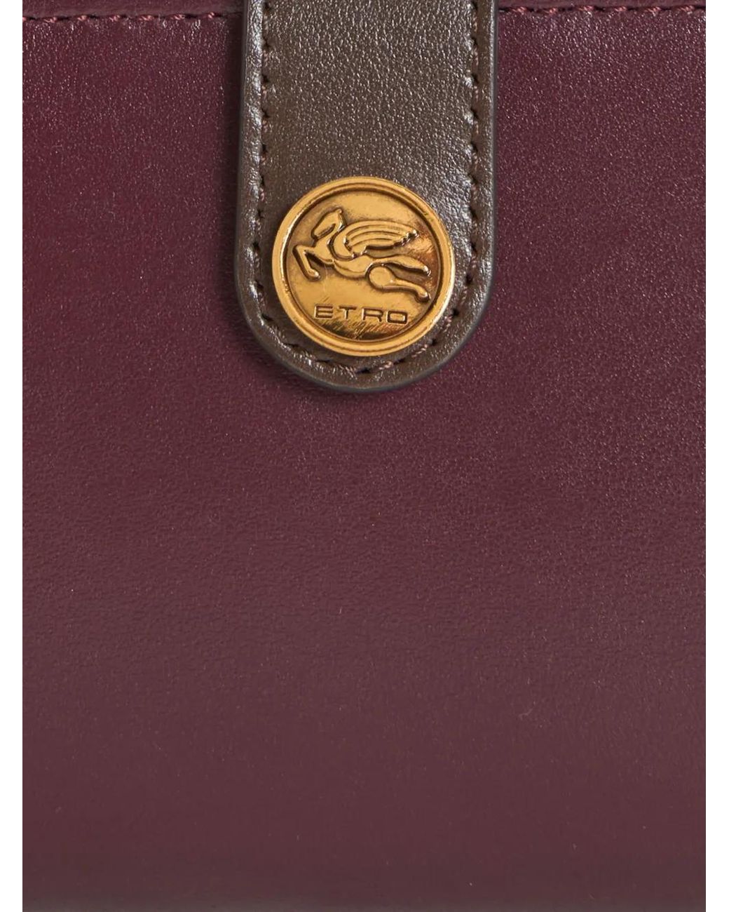 Etro Purple Pegasus-Button Leather Wallet