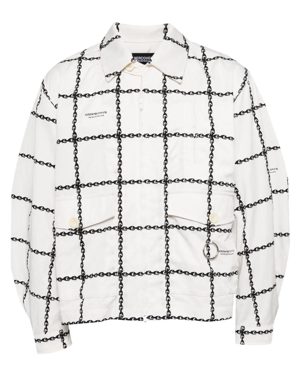 Undercover Gray Chain-Print Zip-Up Bomber Jacket for men