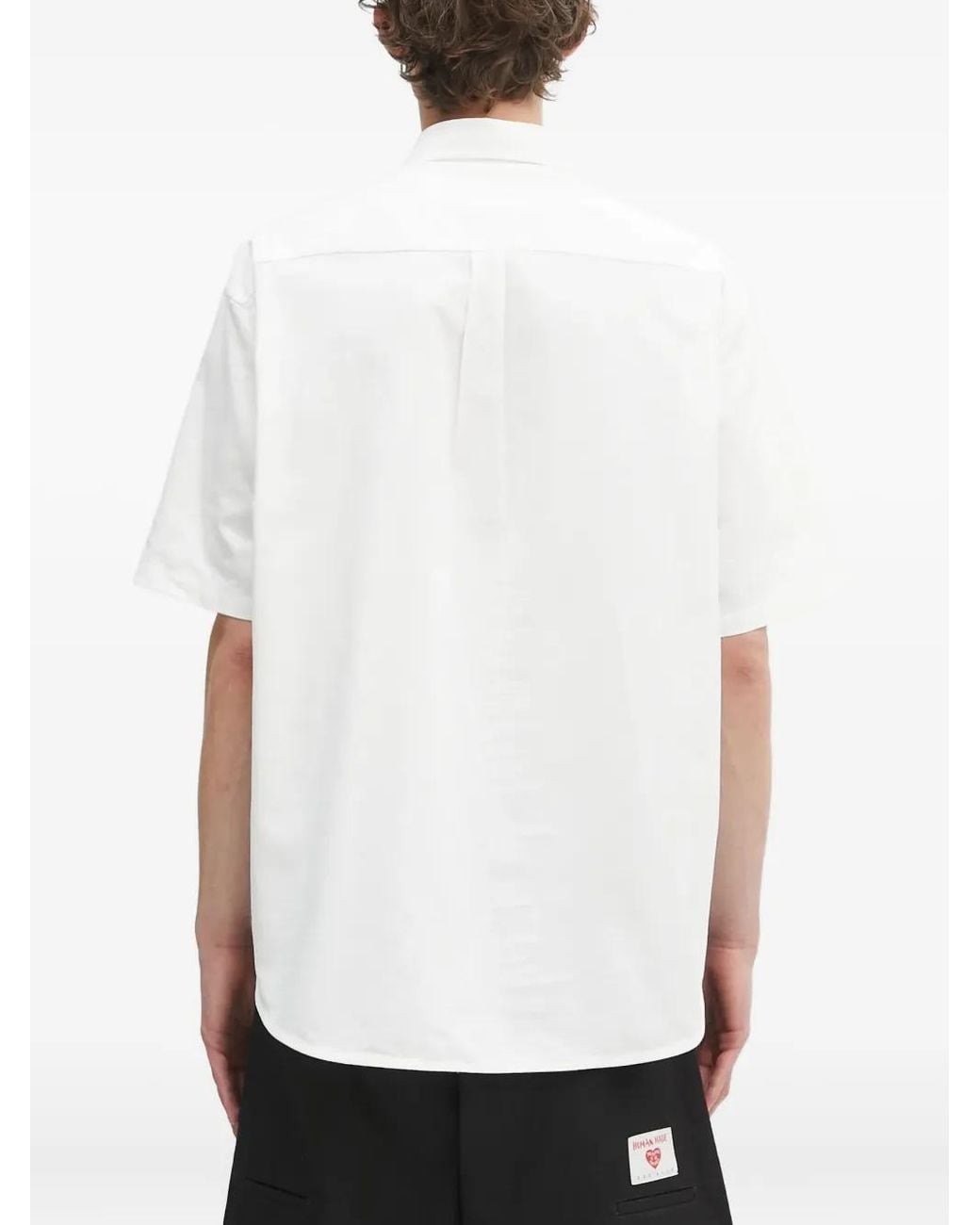 A Bathing Ape White One Point Embroidered Short-Sleeve Shirt for men