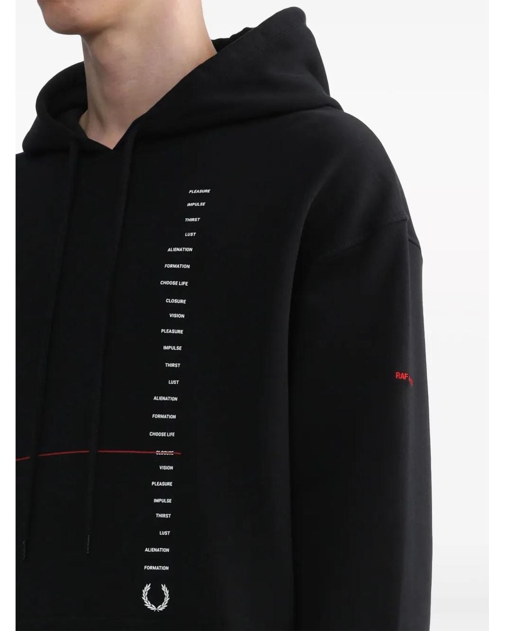 Fred Perry Black X Raf Simons Logo-Embroidered Hoodie for men