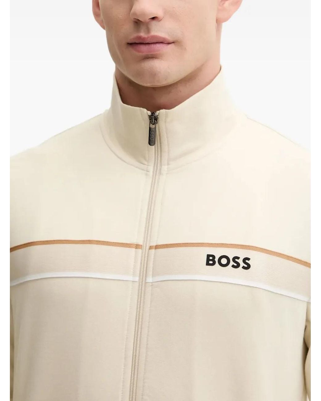 Boss Natural Iconic Zip-Fastening Sweatshirt for men