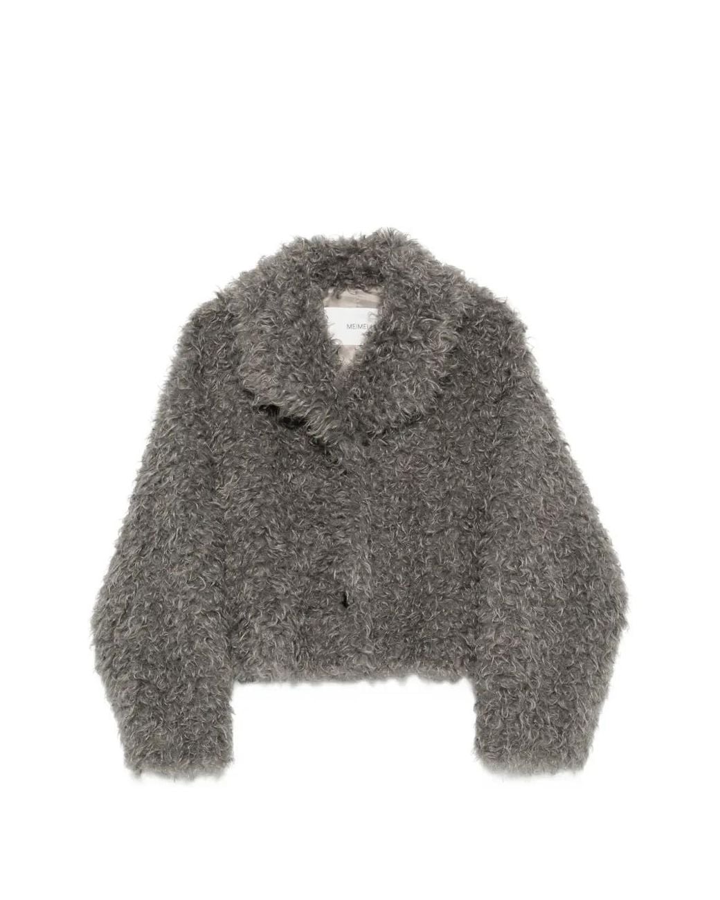 MEIMEIJ Gray Faux-Fur Cropped Coat