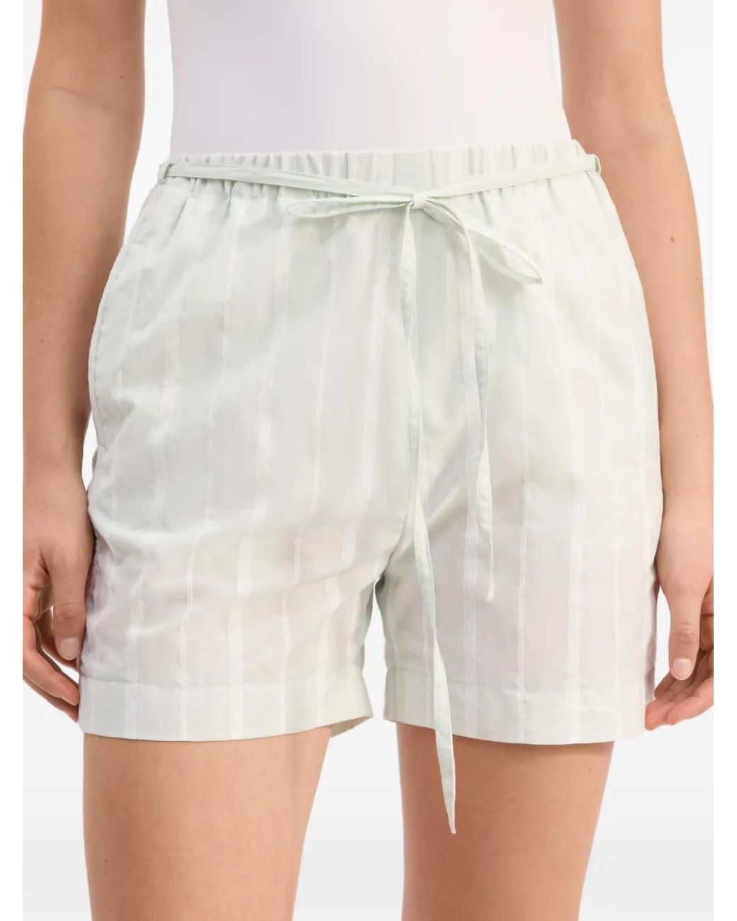 Loulou de Saison White Tito Striped Bouclé Shorts