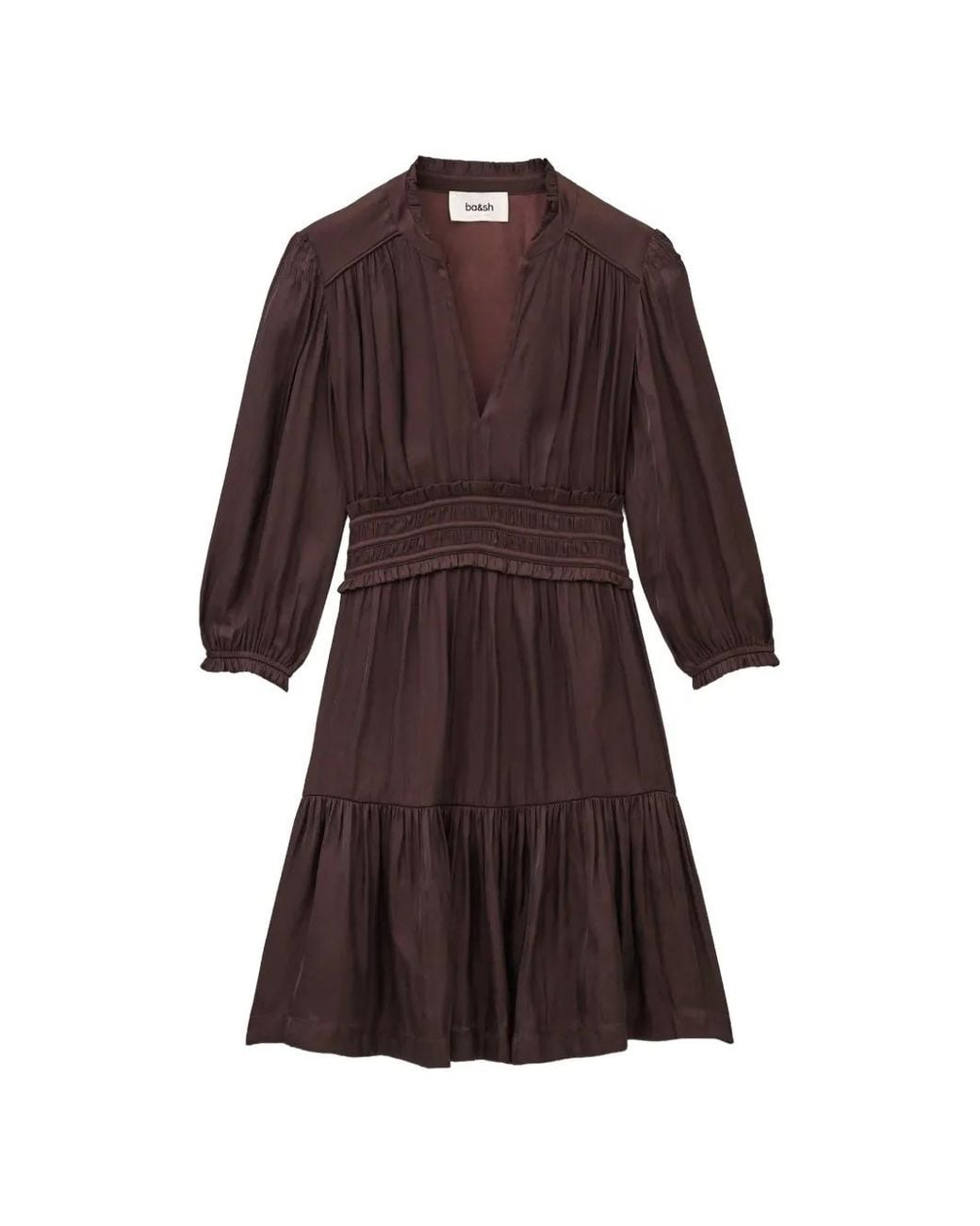Ba&sh Brown Cyrilia Long-Sleeve Mini Dress