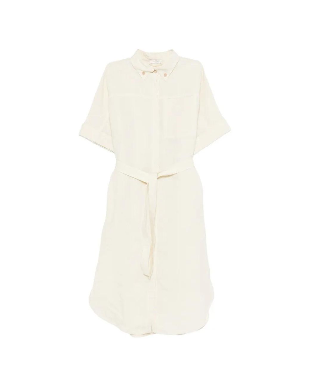 Panicale White Belted Midi Dress