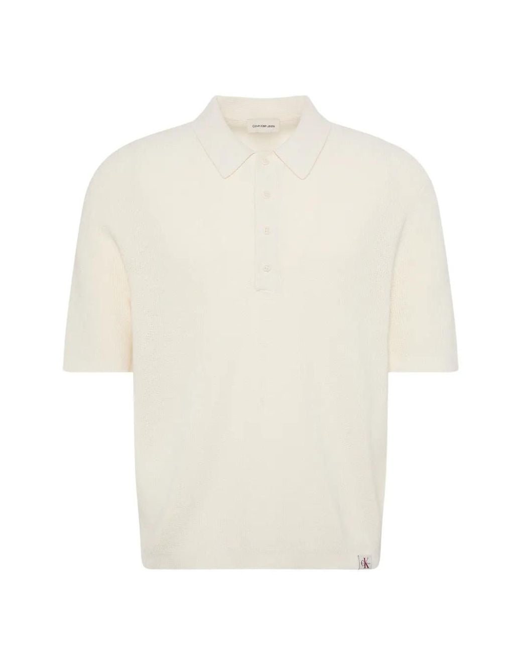 Calvin Klein White Waffle-Knit Polo Shirt for men