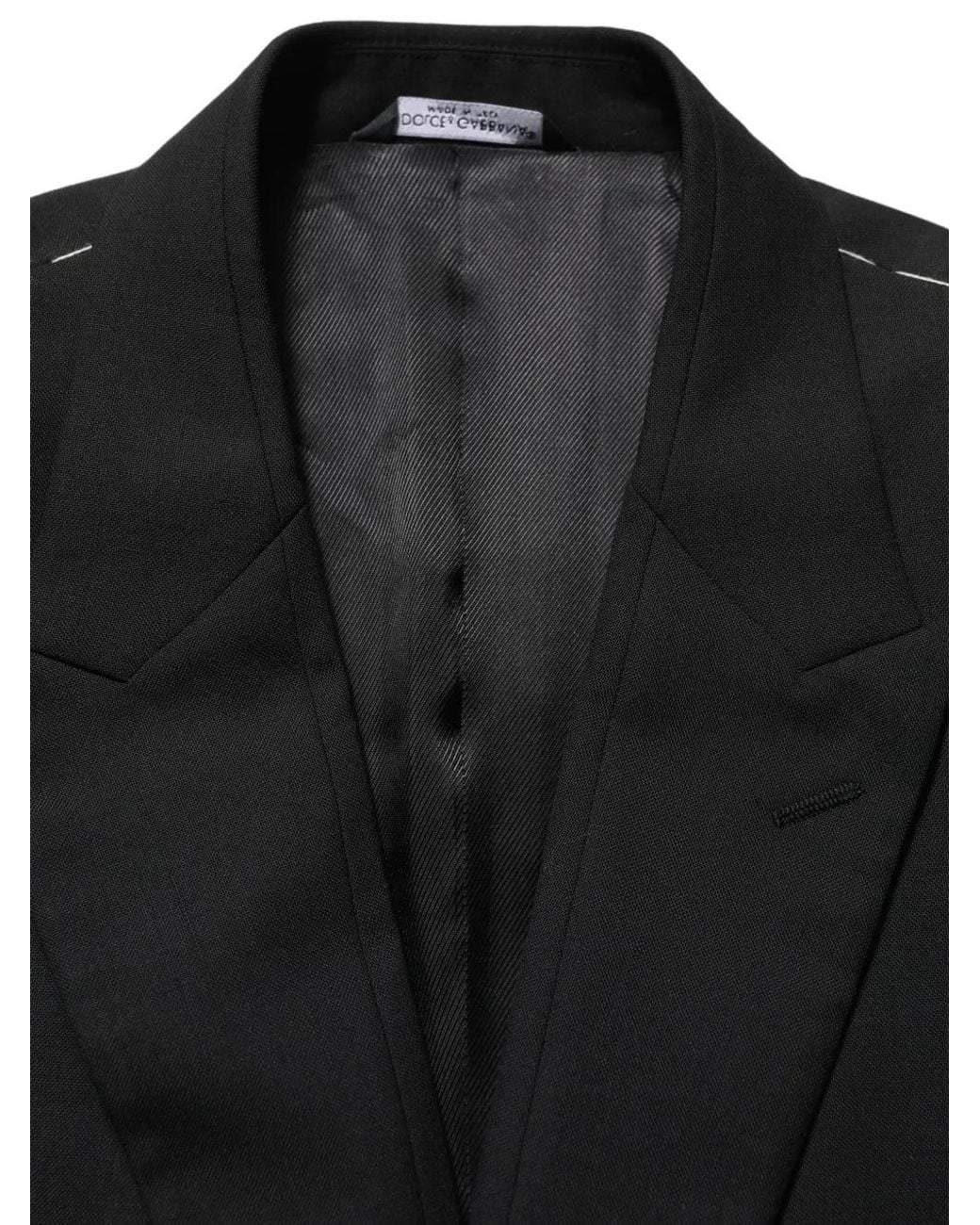Dolce & Gabbana Black Single-Breasted Wool Blazer for men