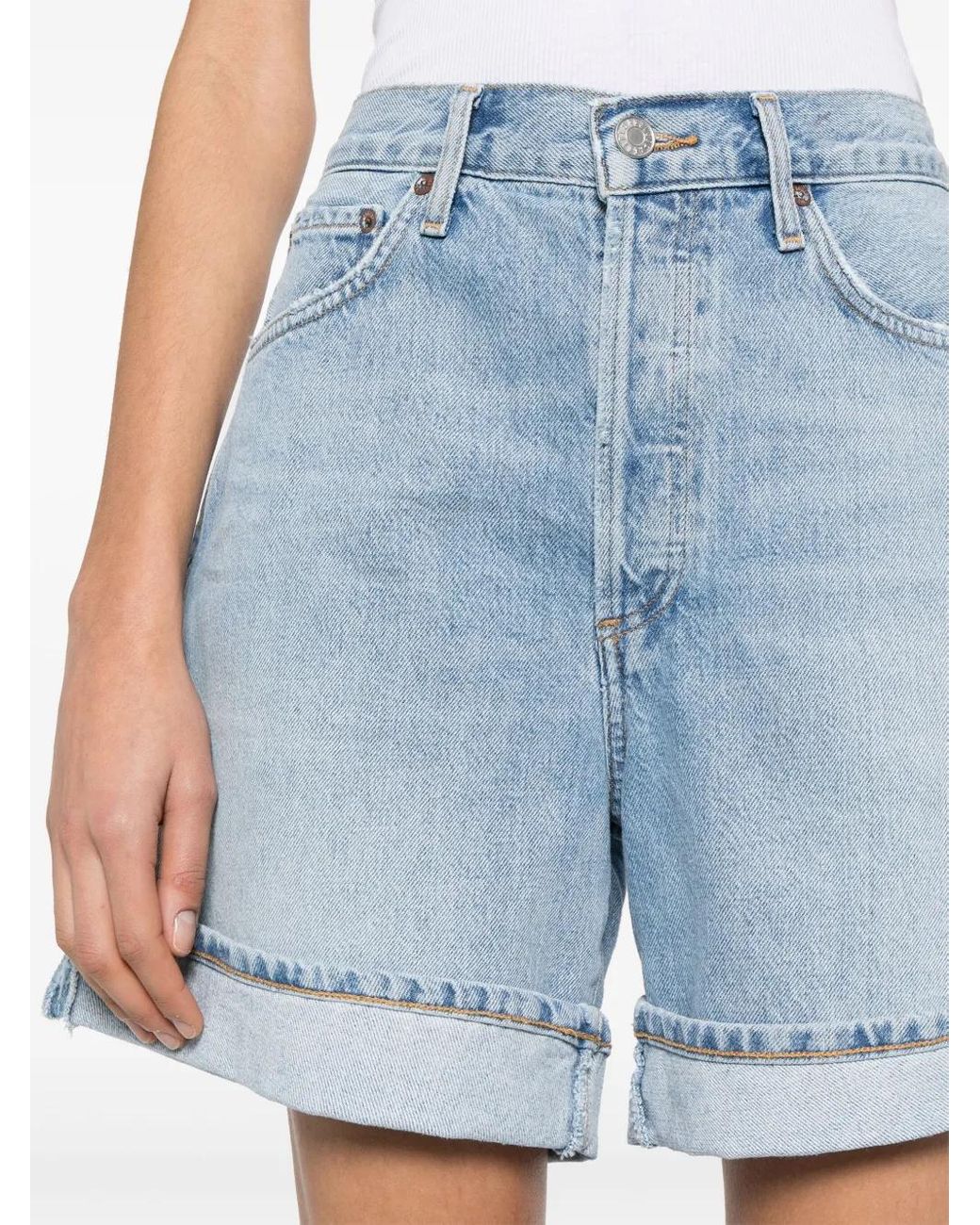 Agolde Dame High Waist Denim Shorts in het Blue