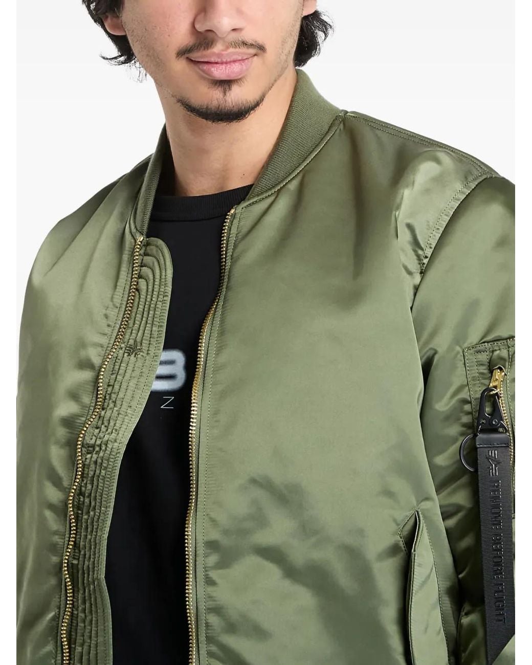 Alpha Industries Green Zip-Up Bomber Jacket for men