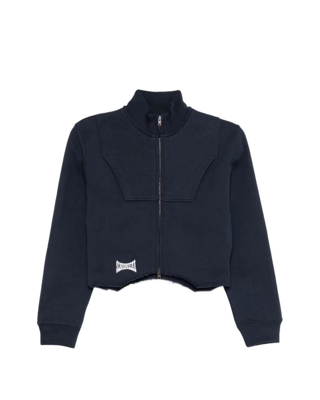 Vetements Blue Logo-Embroidered Crop Jacket