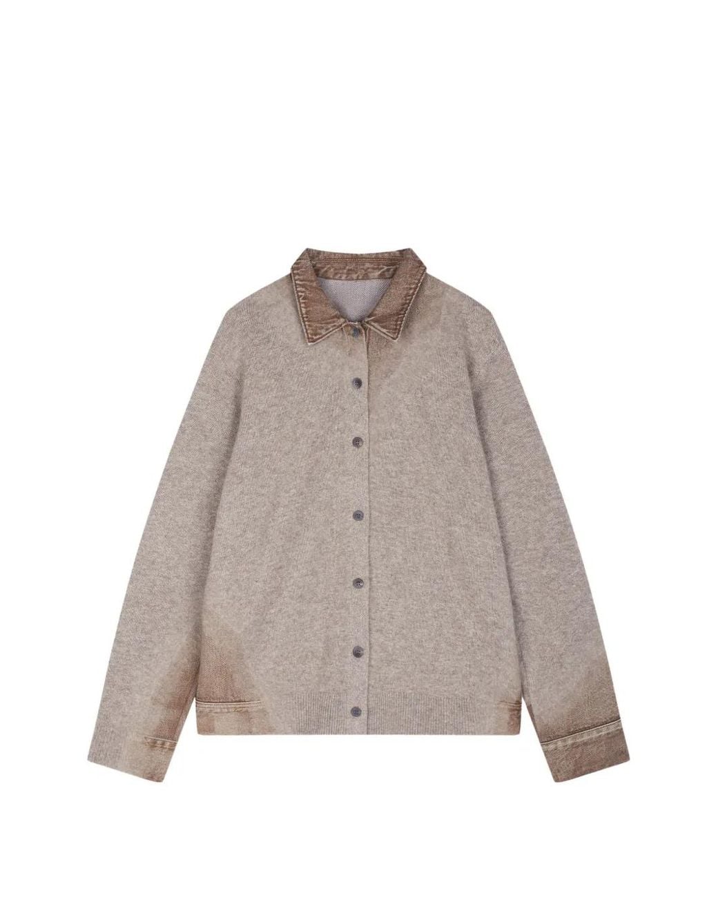 JNBY Brown Denim-Patchwork Cardigan