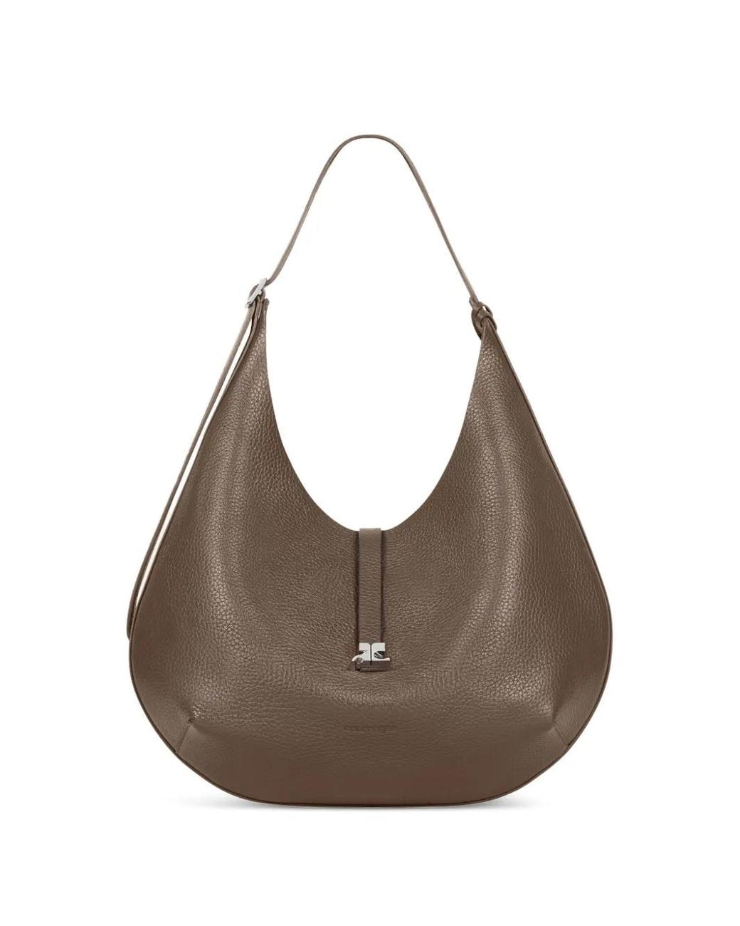 Courreges Gray Logo-Buckle Shoulder Bag