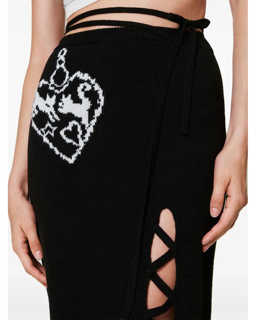 Twinset Black Jacquard Midi Skirt
