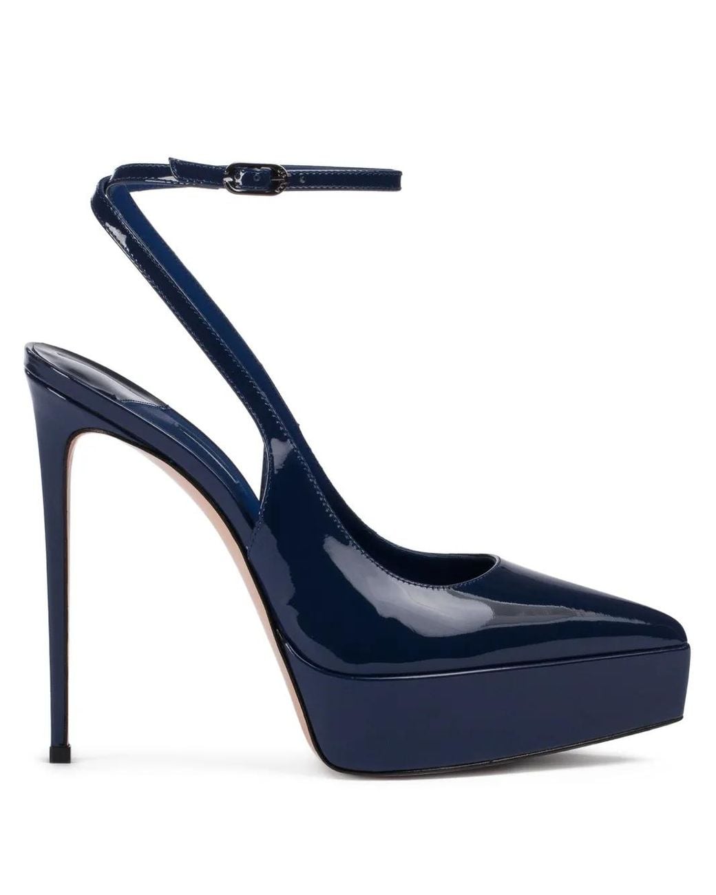 Le Silla Blue Uma Patent Leather Platform Pumps