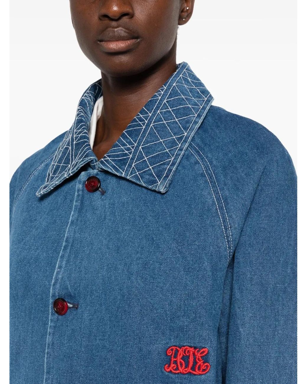 Bode Blue Embroidered Denim Jacket