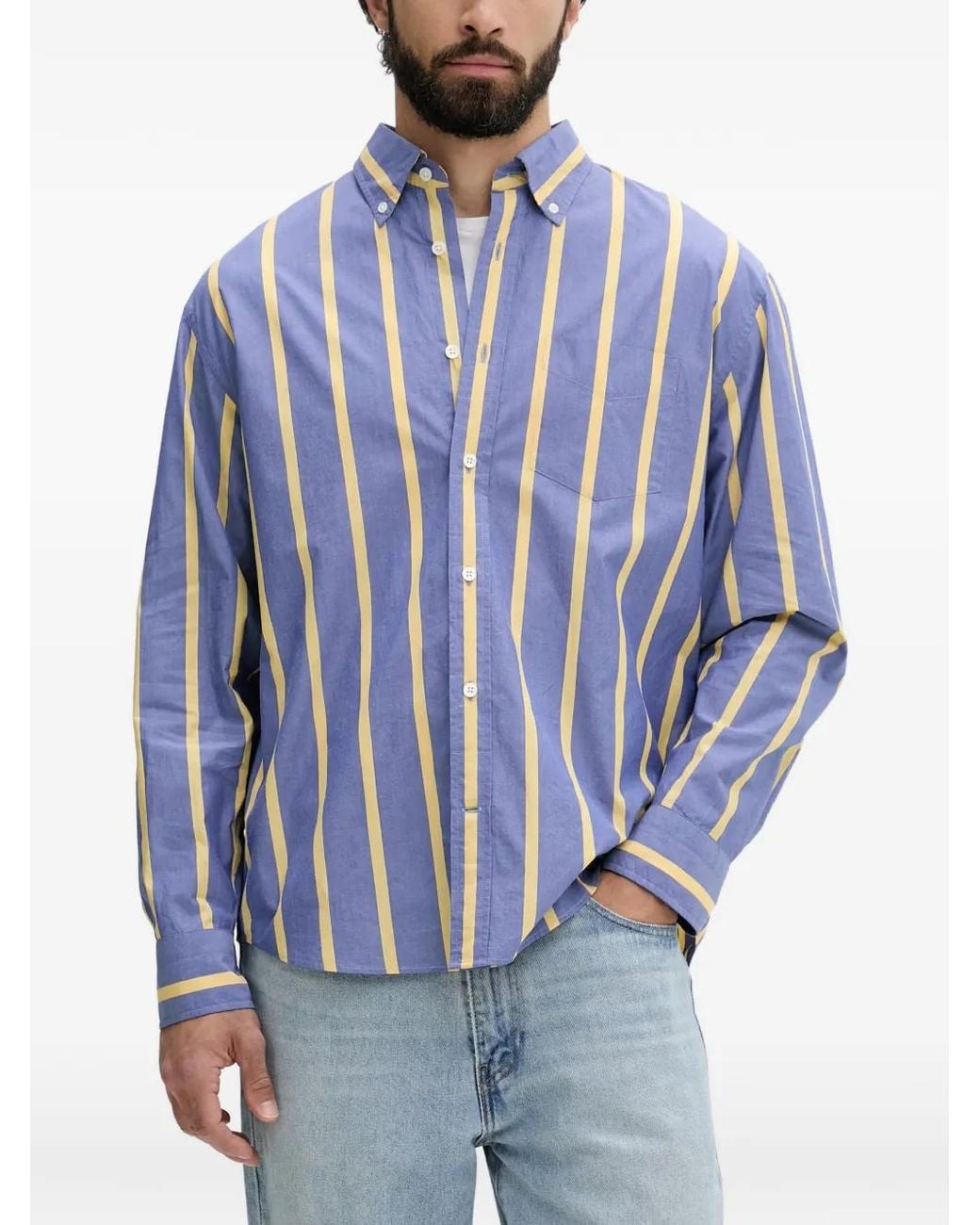 Gant Blue Vertical-Stripe Button-Down Shirt for men