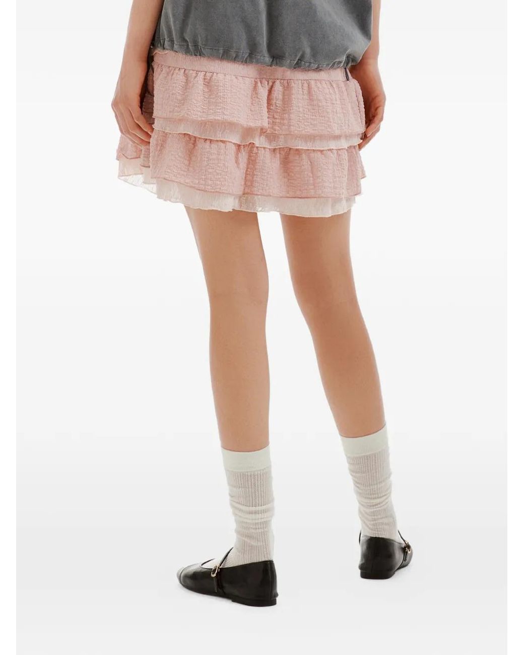 B+ AB Pink Ruffled A-Line Mini Skirt