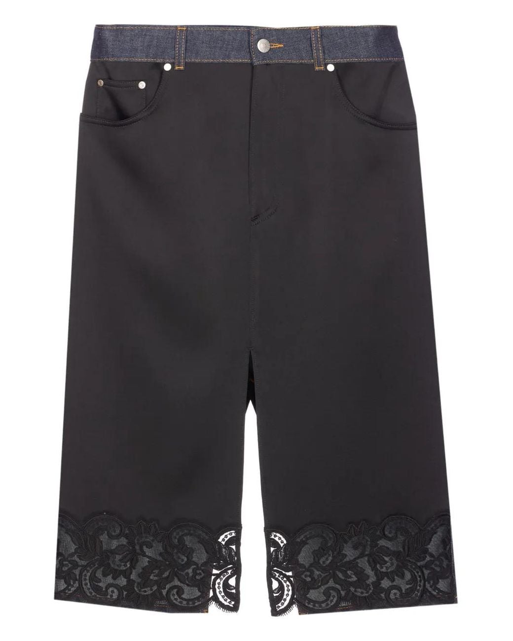 Stella McCartney Gray Lace-Trim Midi Skirt