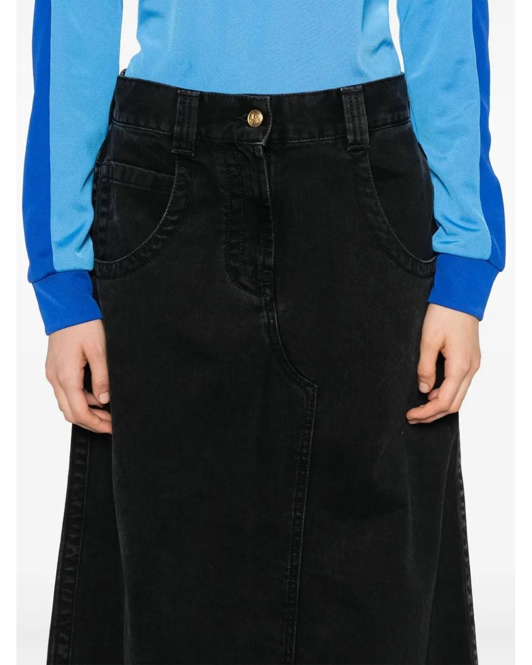 Palm Angels Black Denim Maxi Skirt