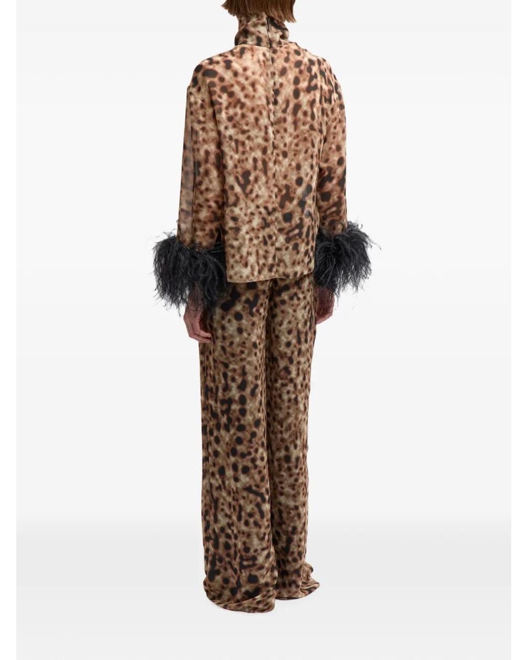 16Arlington Brown Rocco Leopard-Print Chiffon Trousers