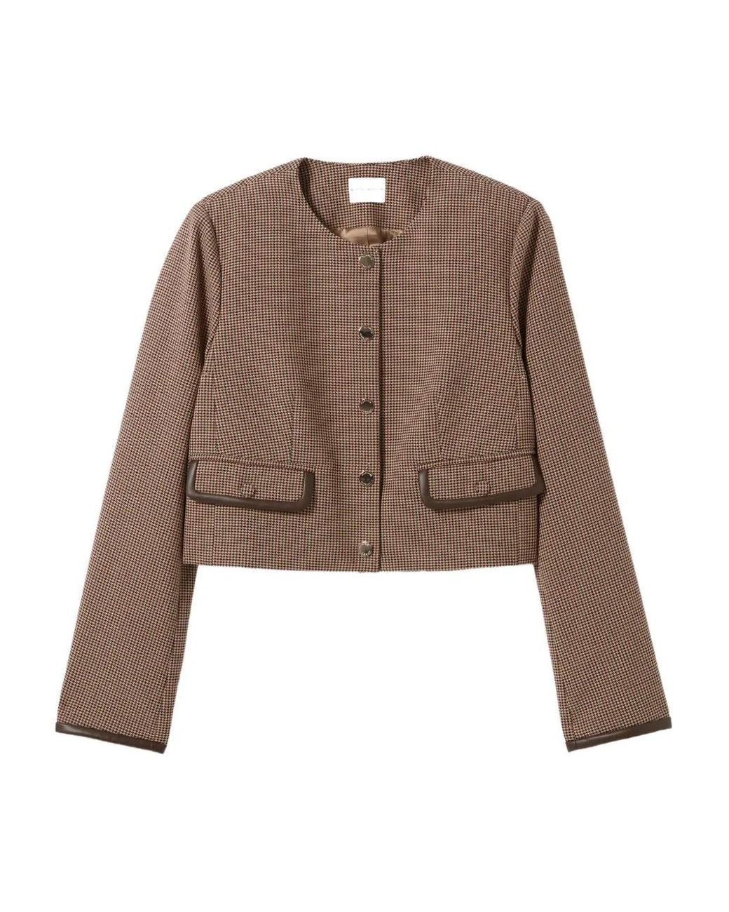 claudie pierlot ハウンドトゥースクロップドジャケット　サイズ36 Claudie Pierlot Houndstooth-Pattern Cropped Jacket in Brown | Lyst UK