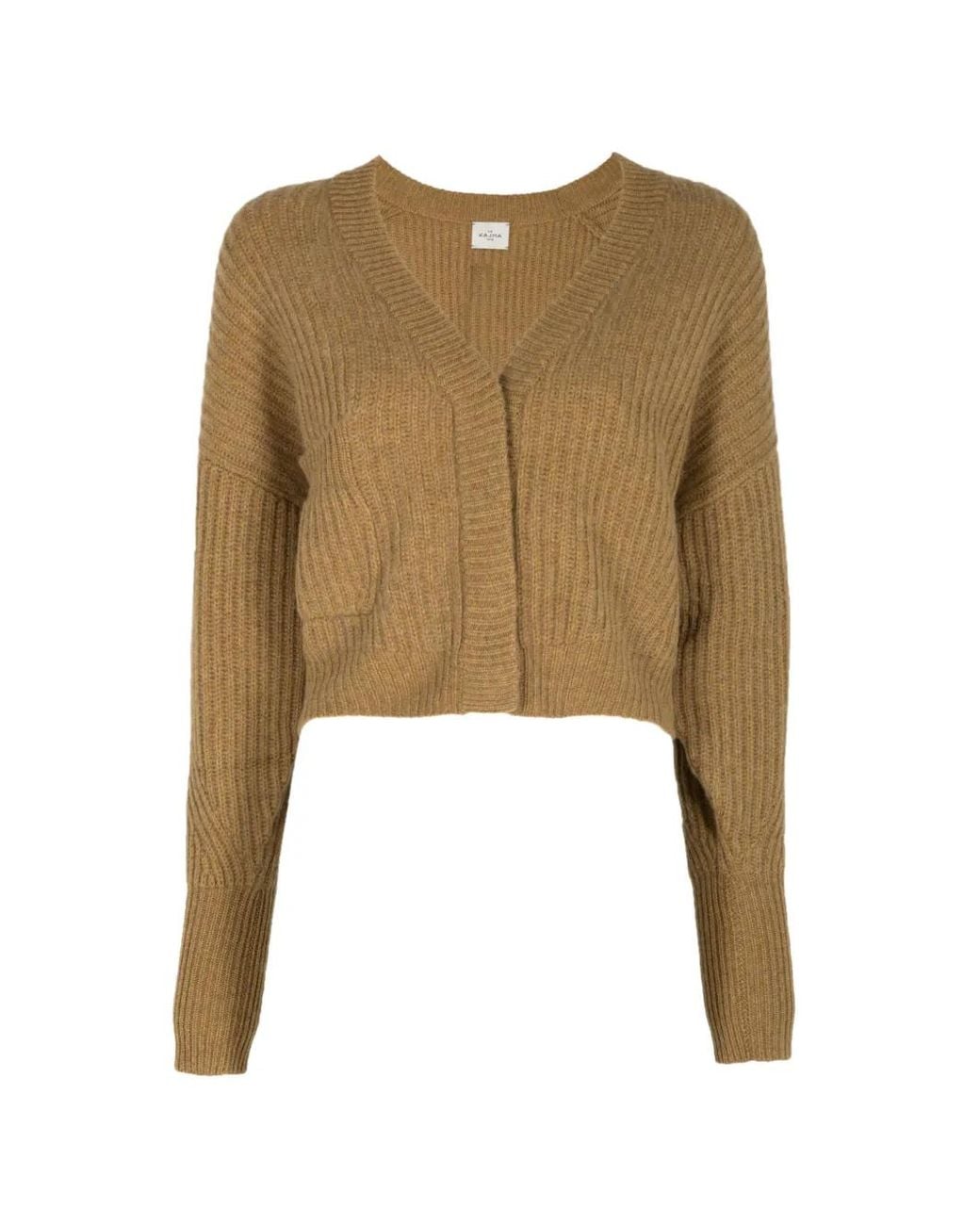 LeKasha Natural Monaco Ribbed-Knit Cardigan
