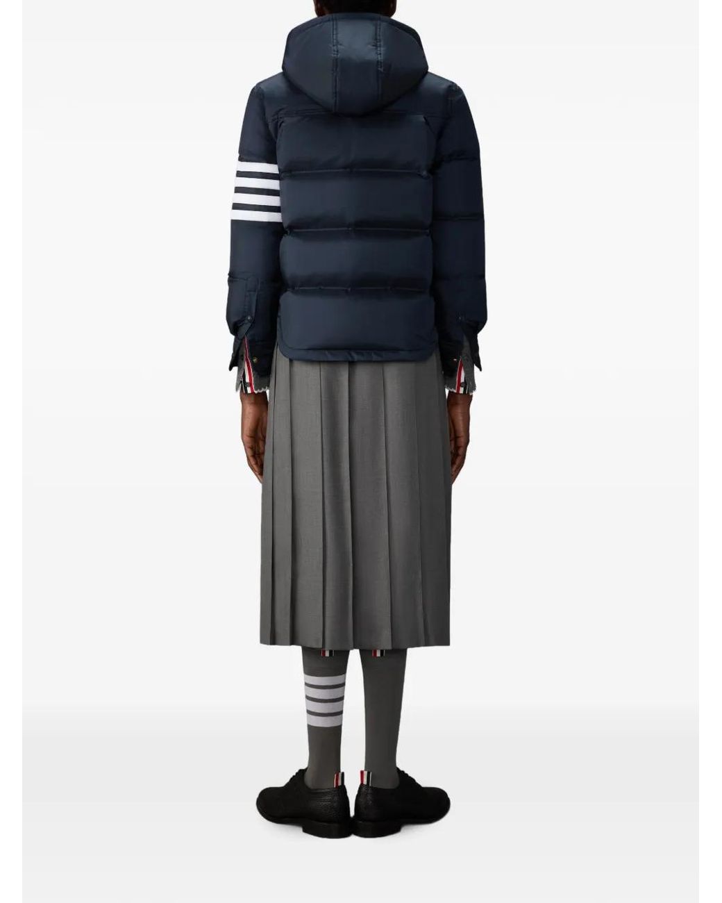 Thom Browne Blue Shiny Ripstop Lightweight Down Filled 4-Bar Jacket