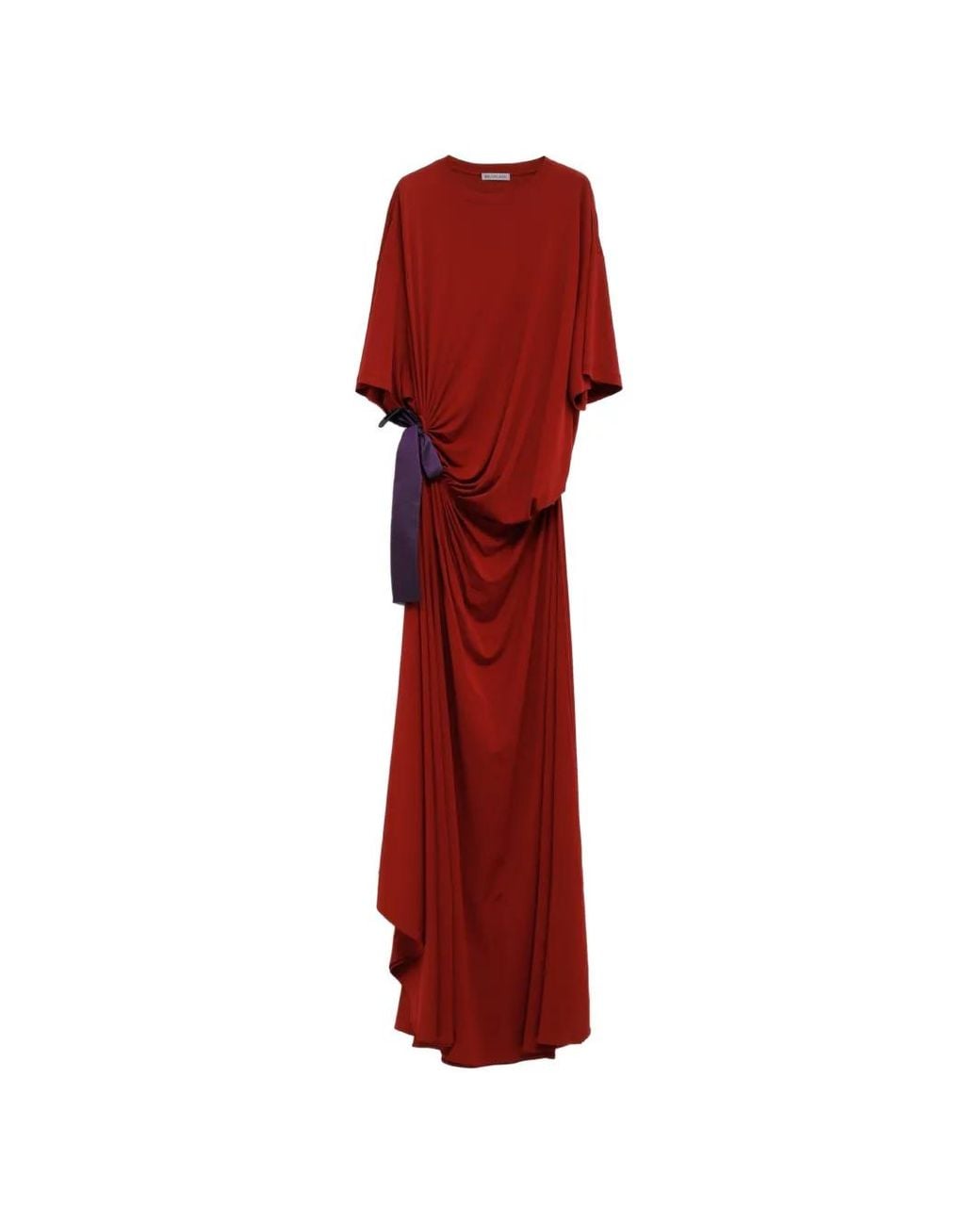 Balenciaga Red Draped T-Shirt Dress