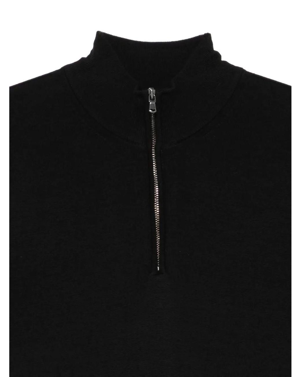 Sunspel Black Quarter-Zip Wool Sweater for men