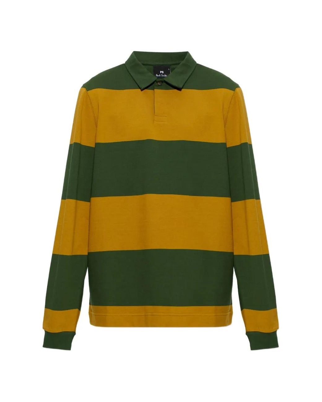 Paul Smith Yellow Striped Long-Sleeve Polo Shirt for men