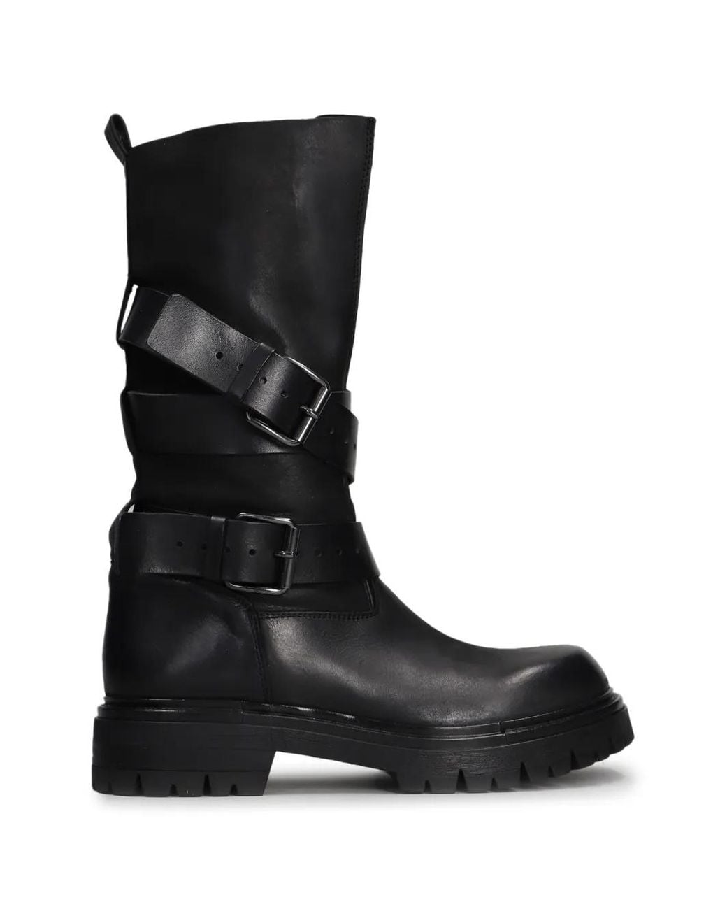 Elena Iachi Black Buckle-Strap Boots