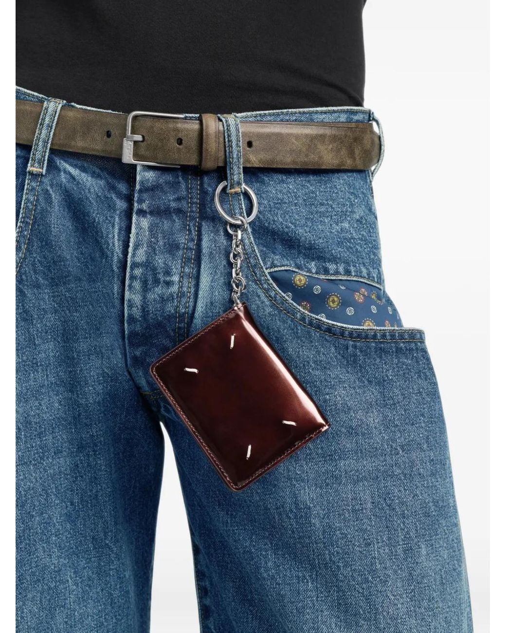 Maison Margiela Purple Four Stitches Keyring Card Holder