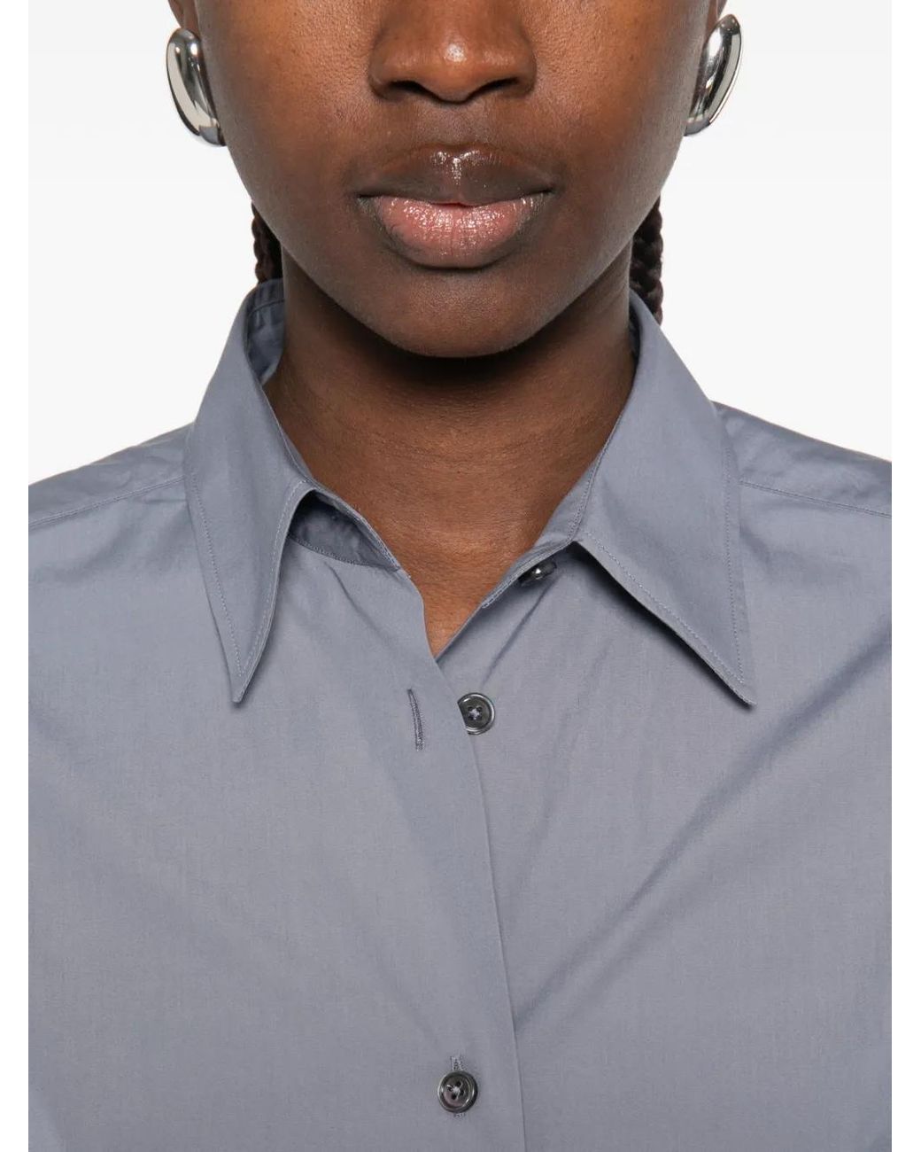 Jil Sander Lichtgewicht Katoenen Popeline Blouse in het Blue
