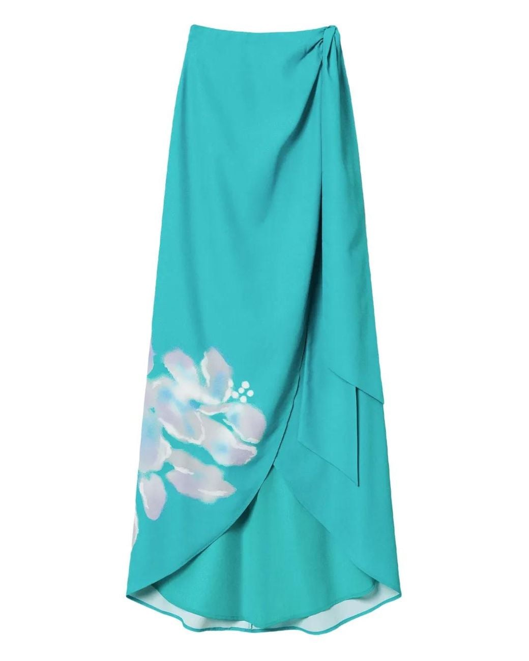 Twinset Blue Floral-Print Wrap Skirt