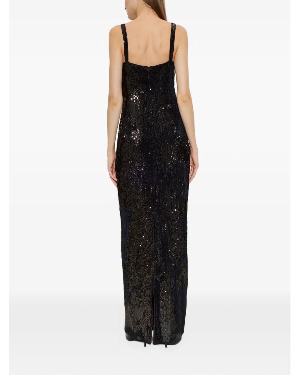 Balmain Black Sequin-Embellished Maxi Dress