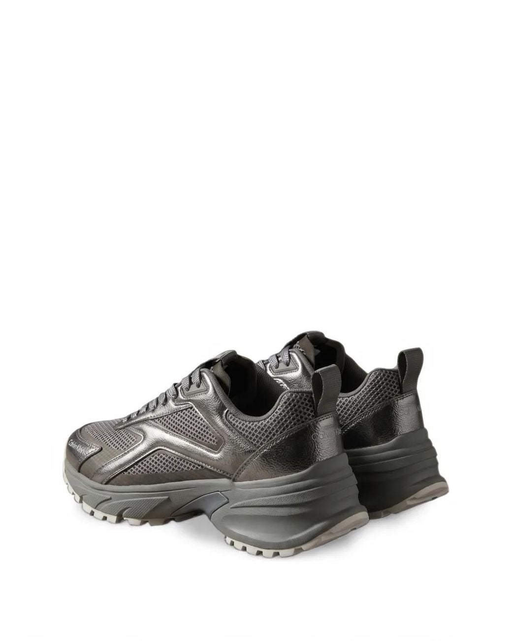 Calvin Klein Gray Metallic-Effect Mesh Sneakers